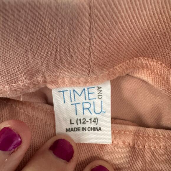 Time and Tru Light Pink Spandex Blend Pull On Crop Jeggings Size Large/ 12 - 14 - Picture 4 of 7
